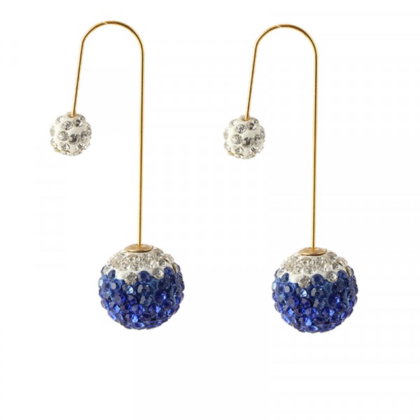 Sapphire Crystal Double Sided Dangle Statement Earrings